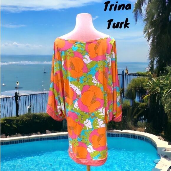 TRINA TURK NWT SWIM AND SPA COLLECTION BATHING SUIT COVER UP MINI DRESS MEDIUM - Picture 2 of 6
